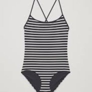 SOLD! COS Cross back One Piece Swim Suit ~ Navy/White Stripes~ Size US 6 (Small)